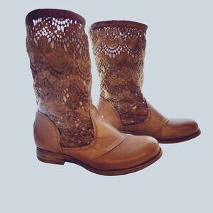 Free People Bunker Camel Slouchy Boots Size 36